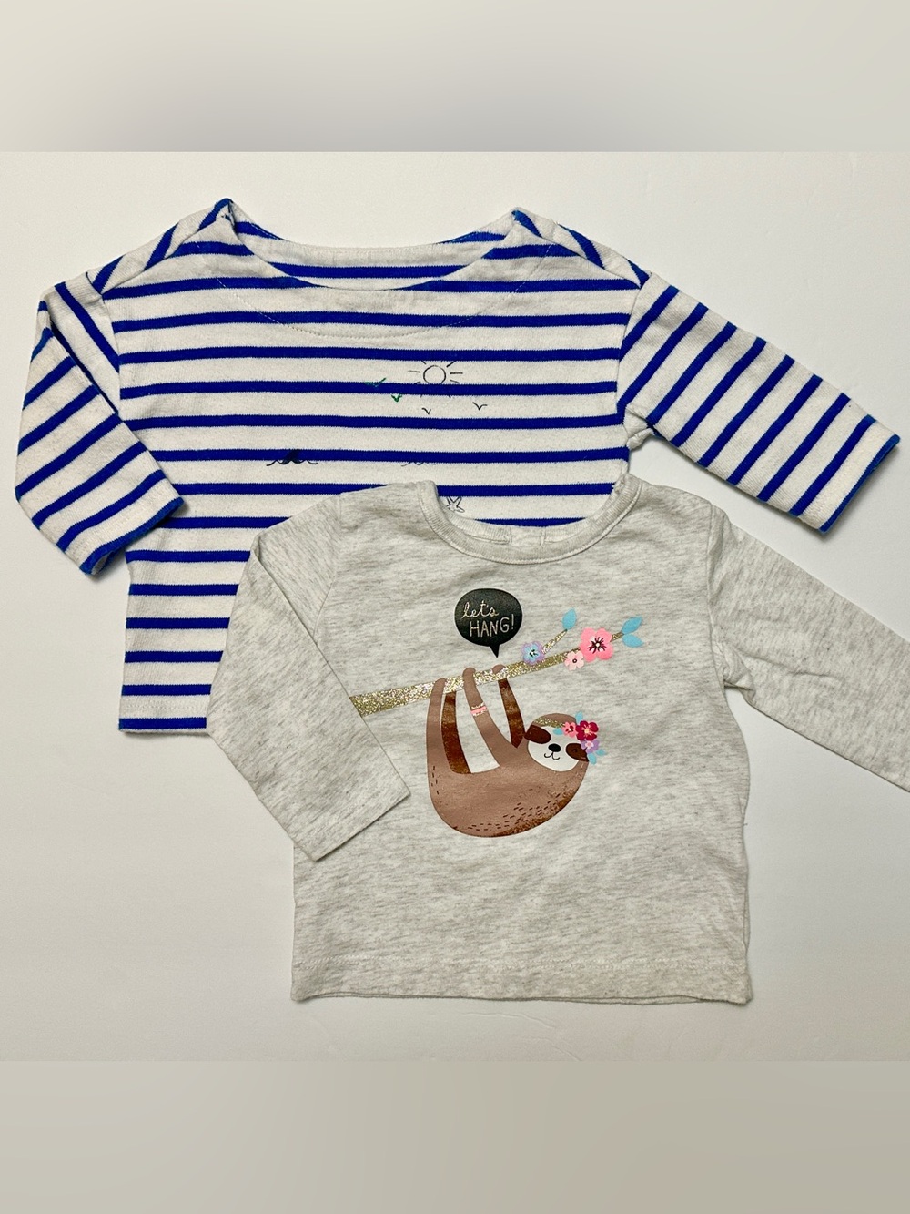 Bundle of 2 baby girl long sleeve shirts. Size 3-6 Months. Gymboree and Carter’s